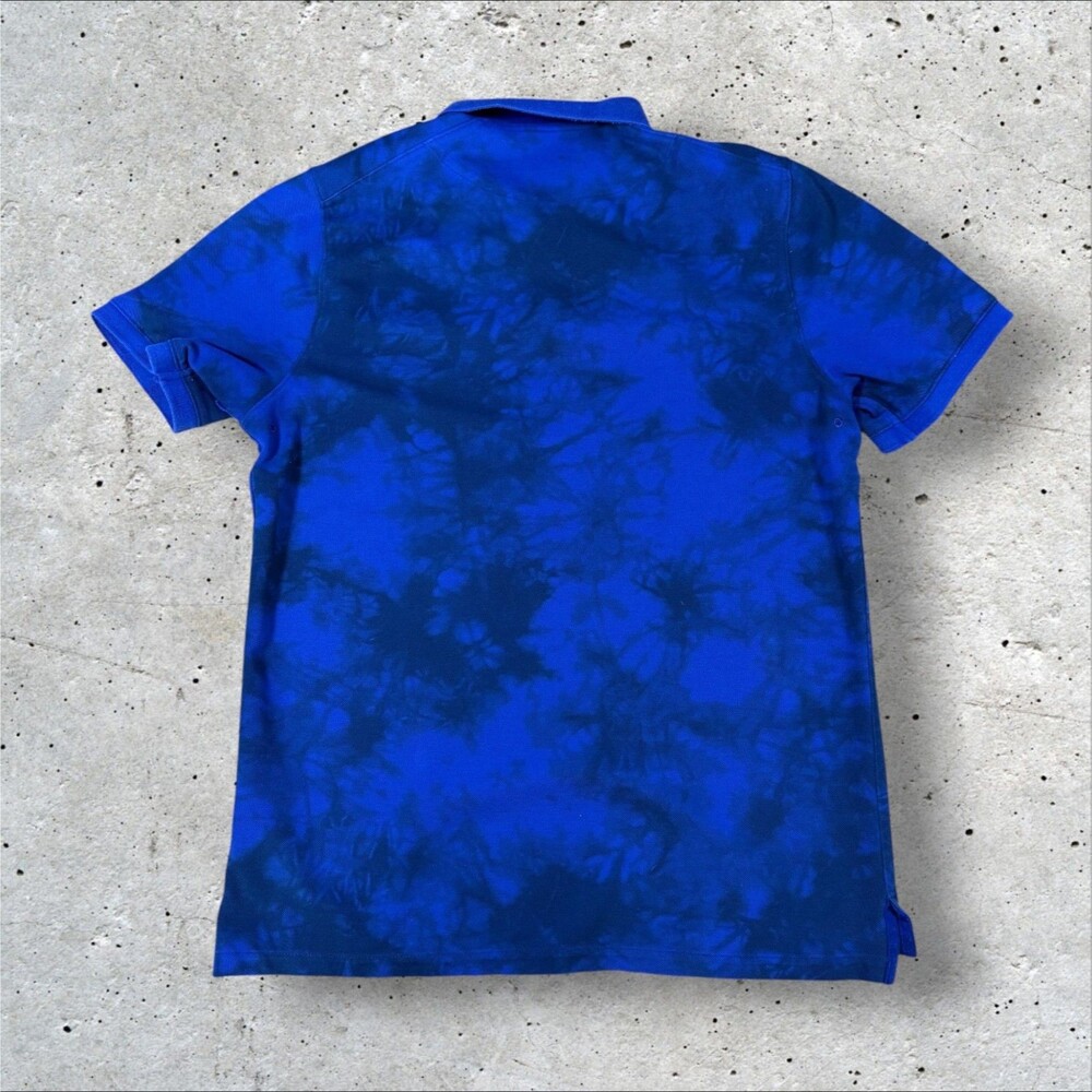 Nike Dri-Fit Polo Shirt Mens Medium Blue Black Tie Dye Golf Short Sleeve M - Picture 2 of 9